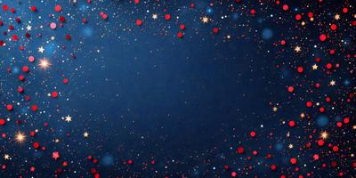 The primary subject of the image is a blue background with a pattern of red stars. The setting is a dark, starry night, and the visual style is a combination of digital art and illustration. The dominant colors are blue and red, creating a vibrant and lively atmosphere.