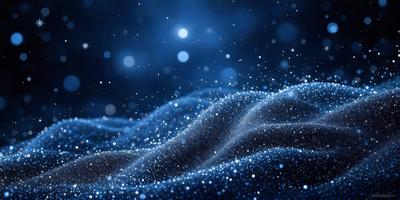 The primary subject of the image is a blue background with a pattern of blue and white lights. The setting appears to be a night sky, with the lights creating a mesmerizing effect. The visual style of the image is a combination of digital art and illustration, as the lights are arranged in a visually appealing manner. The colors and mood of the image are predominantly blue and white, creating a serene and calming atmosphere.