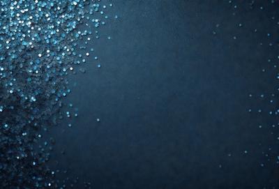 The primary subject of the image is a blue background with a pattern of glittering blue and white stars. The setting is a dark room, and the visual style appears to be a digital art or illustration. The dominant colors are blue and white, creating a calm and serene atmosphere.