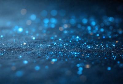 The primary subject of the image is a blue background with a pattern of blue lights. The setting appears to be a dark room, and the visual style is a digital art or illustration. The dominant colors are blue, and the overall atmosphere is calm and serene.