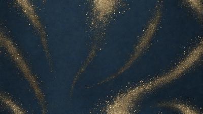 The primary subject of the image is a blue background with gold glittery stars scattered across it. The setting appears to be a dark room, and the visual style is a combination of digital art and illustration. The dominant colors are blue and gold, creating a sense of depth and a warm, inviting atmosphere.