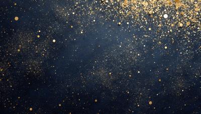 The primary subject of the image is a blue background with a pattern of gold stars. The setting is a dark, starry night, and the visual style is a combination of a photo and digital art. The colors and mood of the image are predominantly dark and mysterious, with the gold stars providing a touch of warmth and light.
