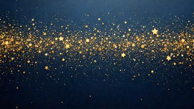 The primary subject of the image is a blue background with a pattern of stars. The setting is a night sky, and the visual style is a digital art or illustration. The dominant colors are blue and gold, creating a serene and peaceful atmosphere.