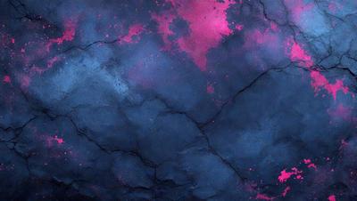 The primary subject of the image is a large, dark blue cloud with pink and purple accents. The cloud is set against a black background, creating a dramatic and moody atmosphere. The visual style of the image is a combination of photo and digital art, with the cloud appearing to be a painting or drawing. The dominant colors in the image are the dark blue of the cloud, the pink and purple accents, and the black background.