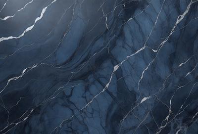 The primary subject of the image is a close-up of a marble tile wall. The setting is a bathroom, with the wall being the main focus of the scene. The visual style is a photo, capturing the intricate details of the marble tile. The colors and mood of the image are predominantly blue, giving it a calm and sophisticated atmosphere.