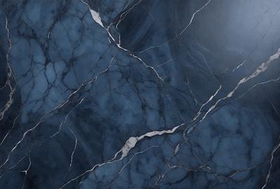 The primary subject of the image is a close-up of a marble wall with a blue tint. The setting is a room with a blue-tinted wall, and the visual style is a photo. The dominant colors are blue and white, creating a calm and serene atmosphere.