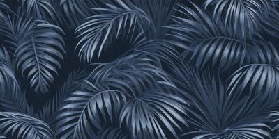 The primary subject of the image is a blue and white pattern featuring palm trees. The setting is a blue background, and the visual style appears to be a combination of a photo and a drawing. The colors and mood of the image are predominantly blue and white, creating a calm and serene atmosphere.