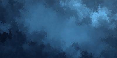 The primary subject of the image is a cloudy blue sky. The setting is a nighttime scene with a dark blue background. The visual style is a painting or drawing, giving the image a more artistic and creative appearance. The colors and mood are predominantly dark and moody, with the blue hues creating a sense of depth and tranquility.