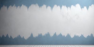 The primary subject of the image is a white wall with a blue background. The setting is a room with a blue wall, and the visual style is a photo. The colors and mood of the image are predominantly blue and calm.