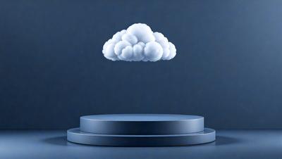 The primary subject of the image is a white cloud floating in the sky. The cloud is depicted as a white, fluffy, and puffy shape, giving it a whimsical appearance. The setting is a dark blue background, which contrasts with the cloud and adds a sense of depth to the image. The visual style is a combination of photo and digital art, creating a unique and artistic representation of the cloud. The colors and mood of the image are predominantly dark and moody, with the cloud being