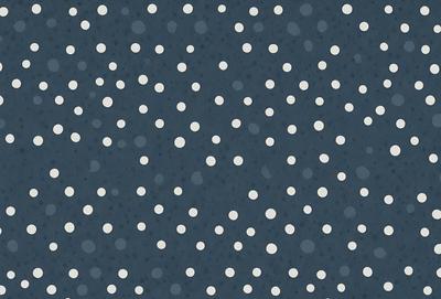 The primary subject of the image is a pattern of white dots on a blue background. The setting appears to be a dark, possibly nighttime, environment. The visual style is a combination of a photo and a digital art, as the dots are arranged in a way that resembles a digital artwork. The colors and mood of the image are predominantly dark and moody, with the white dots contrasting against the blue background.