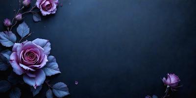 The primary subject of the image is a bouquet of pink flowers floating on a body of water. The setting is a dark, blue-toned environment, which creates a moody atmosphere. The visual style is a photo, capturing the beauty of the flowers in their natural surroundings. The colors and mood of the image are predominantly dark and dramatic, with the pink flowers standing out against the blue-toned background.