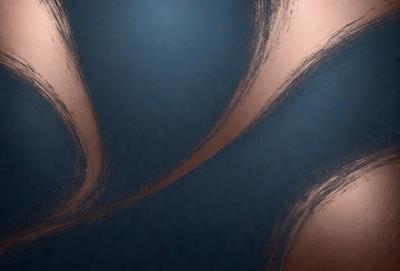 The primary subject of the image is a painting or drawing of a swirling, curved design. The setting is a dark blue background, which contrasts with the swirling design. The visual style appears to be a combination of digital art and illustration, as the swirling design is intricate and detailed. The colors and mood of the image are predominantly dark and moody, with the swirling design being the main focal point.