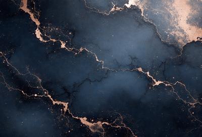 The primary subject of the image is a blue background with a pattern of red streaks. The setting appears to be a dark, moody environment. The visual style of the image is a combination of a photo and digital art, creating a unique and intriguing appearance. The dominant colors are blue and red, with the blue background and red streaks creating a striking contrast. The overall atmosphere of the image is mysterious and captivating.