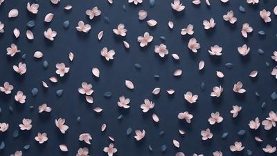 The primary subject of the image is a wall covered in a pattern of pink flowers. The setting is a dark blue background, which contrasts with the pink flowers. The visual style is a close-up of the flowers, creating a detailed and intricate pattern. The colors and mood of the image are predominantly pink, which gives it a warm and inviting atmosphere.