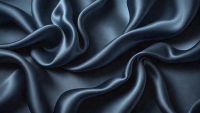 The primary subject of the image is a blue fabric, which is the main object, scene, or focus of the image. The setting or background is a dark blue surface, and the visual style is a close-up of the fabric. The colors and mood of the image are predominantly dark blue, creating a moody and dramatic atmosphere.