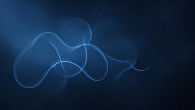The primary subject of the image is a blue background with a pattern of swirling lines. The setting appears to be a dark room, and the visual style is a combination of digital art and illustration. The dominant colors in the image are blue and white, creating a calm and serene atmosphere.