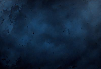 The primary subject of the image is a dark blue sky with a few white clouds. The setting is a cloudy night, and the visual style is a painting or drawing. The colors and mood of the image are dark and moody, with the blue sky and white clouds creating a dramatic atmosphere.
