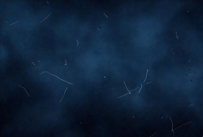 The primary subject of the image is a blue sky with a few white clouds. The setting is a dark blue background, which creates a contrasting effect with the white clouds. The visual style is a combination of a photo and digital art, as the clouds are depicted in a stylized manner. The colors and mood of the image are predominantly dark and moody, with the blue sky and white clouds providing a sense of depth and contrast.