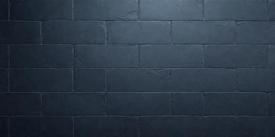 The primary subject of the image is a large, dark blue brick wall. The setting is a dark room, and the visual style is a close-up of the brick wall. The colors and mood of the image are predominantly dark and moody, with the blue brick wall being the main focus.