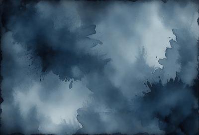 The primary subject of the image is a cloudy sky. The setting is a dark, cloudy background, which creates a moody atmosphere. The visual style is a painting or drawing, with a focus on the cloudy sky. The colors and mood are predominantly dark and gloomy, with the clouds being the main source of visual interest.