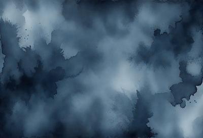 The primary subject of the image is a cloudy sky. The setting is a blue background, which creates a moody atmosphere. The visual style is a painting, with a focus on the cloudy sky. The colors and mood are predominantly blue, creating a sense of calmness and tranquility.