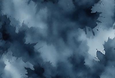 The primary subject of the image is a blue and white cloudy sky. The setting is a cloudy blue sky, and the visual style is a painting or drawing. The colors and mood of the image are predominantly blue and white, creating a calm and serene atmosphere.
