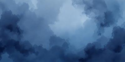 The primary subject of the image is a cloudy blue sky with a few white clouds. The setting is an open sky, and the visual style is a painting or drawing. The colors and mood of the image are predominantly blue and cloudy, creating a serene and peaceful atmosphere.