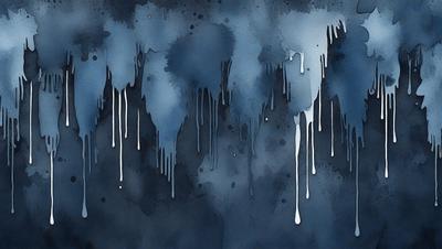 The primary subject of the image is a blue background with dripping paint, creating a visually striking scene. The dripping paint appears to be a mix of white and blue, adding a sense of depth and contrast to the image. The setting is a wall with the dripping paint, which gives the impression of a creative and artistic environment. The visual style of the image is a combination of digital art and illustration, as it showcases the artist's skill in creating a dynamic and engaging scene. The colors and mood
