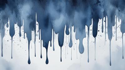 The primary subject of the image is a painting of dripping blue paint. The setting is a white background, and the visual style is a digital art or illustration. The dominant colors are blue and white, creating a calm and serene atmosphere.