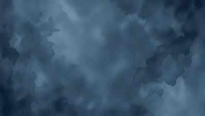 The primary subject of the image is a cloudy sky. The setting is a blue cloudy sky with a few white clouds. The visual style is a drawing or illustration, giving the scene a more artistic and creative appearance. The colors and mood of the image are predominantly blue and cloudy, creating a somewhat moody atmosphere.