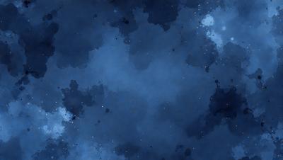The primary subject of the image is a blue sky with a few stars visible. The setting is a night sky, and the visual style is a watercolor painting. The colors and mood of the image are predominantly blue and serene, creating a peaceful and tranquil atmosphere.