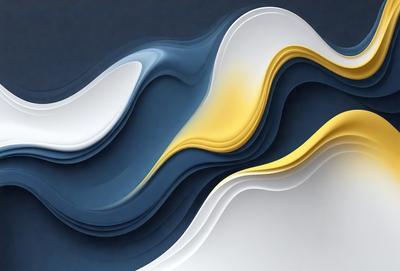 The primary subject of the image is a wave, which is depicted in various colors and patterns. The wave is set against a blue background, giving it a vibrant and dynamic appearance. The visual style of the image is a combination of digital art and illustration, creating a unique and eye-catching design. The dominant colors in the image are blue, yellow, and white, which contribute to the overall mood of the scene.