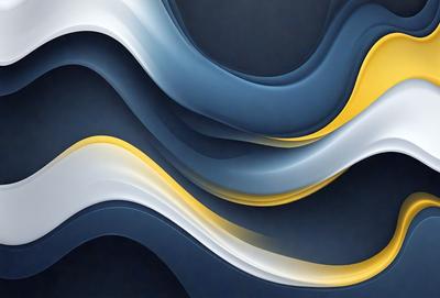 The primary subject of the image is a blue and yellow wave pattern. The setting is a dark blue background, which contrasts with the bright colors of the wave pattern. The visual style is a digital art or illustration, as the wave pattern is created with a combination of blue and yellow colors. The overall atmosphere of the image is dynamic and energetic, as the wave pattern suggests movement and change.