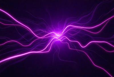 The primary subject of the image is a purple lightning bolt, which is the main object, scene, or focus of the image. The setting or background is a dark purple background, which adds to the overall atmosphere. The visual style of the image is a digital art or illustration, as it is a purple lightning bolt with a digital appearance. The colors and mood of the image are predominantly purple, creating a dramatic and striking visual effect.