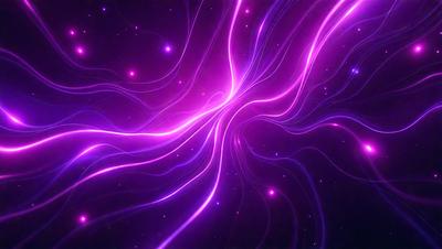 The primary subject of the image is a purple, swirling, and pulsating pattern. The setting is a dark, starry background, which adds to the overall mood of the image. The visual style is a combination of digital art and illustration, creating a unique and captivating scene. The colors and mood of the image are predominantly purple, with a sense of movement and energy.