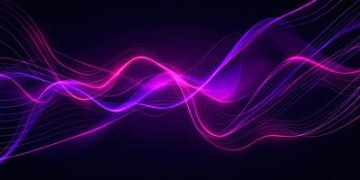 The primary subject of the image is a purple wave or sound wave, which is the main focus of the image. The setting is a dark background, which contrasts with the purple wave. The visual style is a digital art or illustration, as the wave appears to be a digital creation. The colors and mood of the image are predominantly purple, creating a sense of calmness and tranquility.