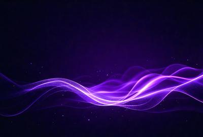 The primary subject of the image is a purple wave, which appears to be a digital art or illustration. The setting is a dark background, which adds to the overall mood of the image. The visual style is modern and captivating, with the purple wave being the main focus of the scene.