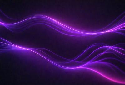 The primary subject of the image is a purple light or wave, which appears to be a digital art or illustration. The setting is a dark background, and the visual style gives the impression of a futuristic or surreal scene. The dominant colors are purple and pink, creating a mood of mystery and intrigue.