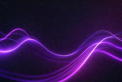 The primary subject of the image is a purple wave or light, which appears to be a digital art or illustration. The setting is a dark background, which contrasts with the purple wave. The visual style gives the impression of a futuristic or surreal scene. The colors and mood of the image are predominantly purple, creating a sense of mystery and intrigue.