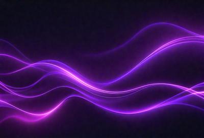The primary subject of the image is a purple wave or light, which appears to be a digital art or illustration. The setting is a dark background, which contrasts with the purple wave. The visual style gives the impression of a futuristic or surreal scene. The dominant colors are purple and black, creating a moody and atmospheric mood.