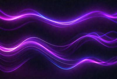 The primary subject of the image is a purple wave, which is the main focus of the scene. The wave is set against a dark background, creating a striking contrast. The visual style of the image is a digital art or illustration, as it appears to be a computer-generated or hand-drawn representation of the wave. The dominant colors in the image are purple and black, giving it a bold and striking appearance.