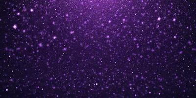 The primary subject of the image is a purple background with a pattern of white stars. The setting is a dark, starry night, and the visual style is a combination of a photo and digital art. The colors are predominantly purple and white, creating a serene and celestial atmosphere.