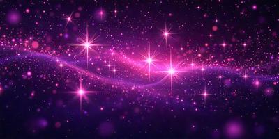 The primary subject of the image is a purple background with a swirling pattern of bright pink stars. The setting is a space-like environment, with the stars creating a celestial atmosphere. The visual style is a digital art or illustration, as the stars are depicted in a swirling pattern, giving the image a dynamic and vibrant appearance. The colors and mood are predominantly pink and purple, creating a warm and inviting ambiance.