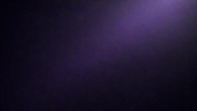 The image is a black and purple photo, featuring a dark background with a purple hue. The primary subject is a small dot, which is located towards the top right corner of the image. The visual style appears to be a combination of a photo and a digital art or illustration, creating a unique and intriguing atmosphere. The colors and mood of the image are predominantly dark and moody, with the purple hue adding a touch of mystery to the scene.