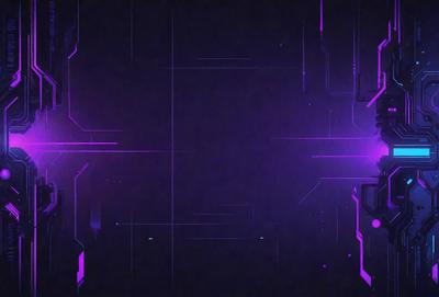 The primary subject of the image is a futuristic, purple-colored computer screen. The setting is a dark, purple-lit room, which creates a moody atmosphere. The visual style is a combination of digital art and illustration, giving the image a unique and intriguing appearance. The dominant colors are purple and black, which contribute to the overall mood of the scene.