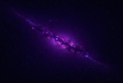 The primary subject of the image is a purple nebula, which is a large, diffuse cloud of gas and dust in space. The setting is a dark, star-filled sky, with the nebula being the main focus of the image. The visual style is a combination of a photo and digital art, creating a unique and captivating representation of the nebula. The colors and mood of the image are predominantly purple, giving it a serene and ethereal atmosphere.