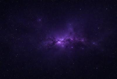 The primary subject of the image is a purple nebula, which is a cloud of gas and dust in space. The setting is a dark, star-filled sky, with the nebula being the main focus of the image. The visual style is a combination of a photo and digital art, creating a unique and captivating representation of the nebula. The colors and mood of the image are predominantly purple, giving it a serene and celestial atmosphere.