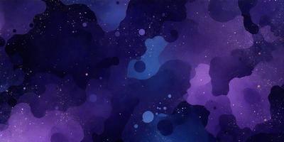 The primary subject of the image is a purple and blue space background with a few stars visible. The setting is a night sky, and the visual style is a digital art or illustration. The colors and mood of the image are predominantly purple and blue, creating a serene and peaceful atmosphere.