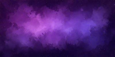 The primary subject of the image is a purple and blue sky filled with stars. The setting is a night sky, and the visual style is a digital art or illustration. The colors and mood of the image are predominantly purple and blue, creating a serene and peaceful atmosphere.